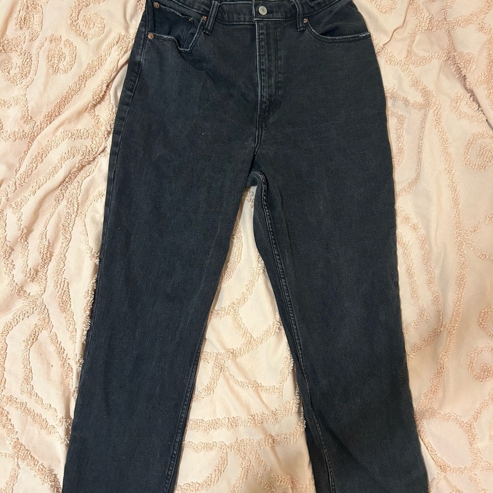 Abercrombie & Fitch Black Curve Love Ankle Straight Ultra High Rise Jeans